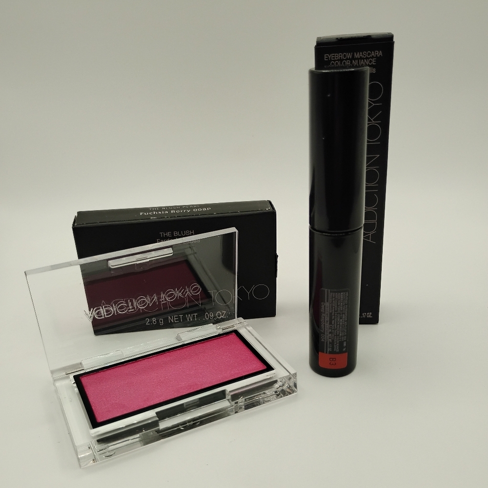 Addiction Tokyo Bundle Fuchsia Pink Blush & Deep Raspberry Eyebrow Mascara